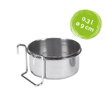 Edelstahlnapf 0,3 Ltr. 9 cm ø zum Einhängen