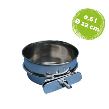Edelstahlnapf 0,6 Ltr.Schraubbefestigung 12 cm ø