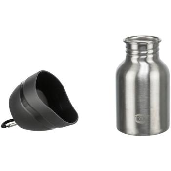Flasche mit Trinknapf, Edelstahl/Kunststoff 0,3 l, schwarz