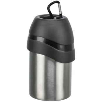 Flasche mit Trinknapf, Edelstahl/Kunststoff 0,3 l, schwarz