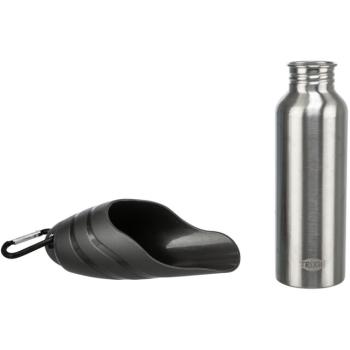 Flasche mit Trinknapf, Edelstahl/Kunststoff 0,75 l, schwarz
