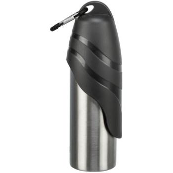 Flasche mit Trinknapf, Edelstahl/Kunststoff 0,75 l, schwarz