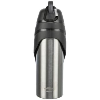 Flasche mit Trinknapf, Edelstahl/Kunststoff 0,75 l, schwarz