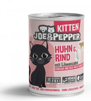 Joe & Pepper Katze Kitten Huhn & Rind mit Löwenzahn (400 g)