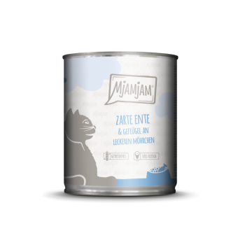 MjaMjam Katze Dose - zarte Ente und Geflügel mit Möhrchen (800 g)