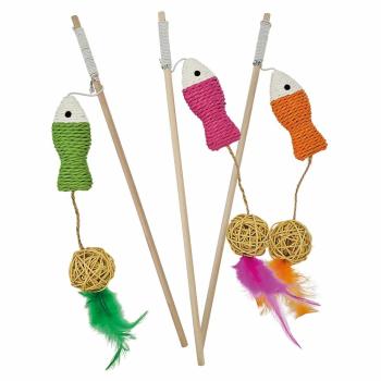 Angel mit Fisch und Ball Sisal, Stab: 40 cm