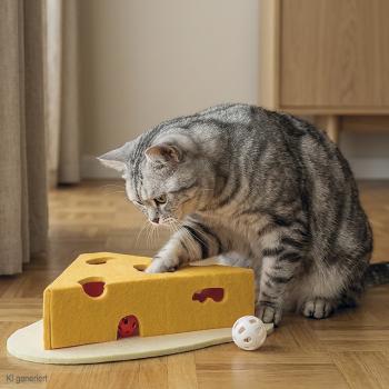 Filzspielzeug "Cheese" mit Spielbällen, 36 x 34 x 8 cm