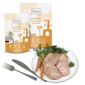 MjaMjam Katze Pouch - saftiges Huhn mit Möhrchen (125 g)