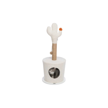 Kratzbaum Höhle mit Kaktus 36 cm x 84 cm, creme