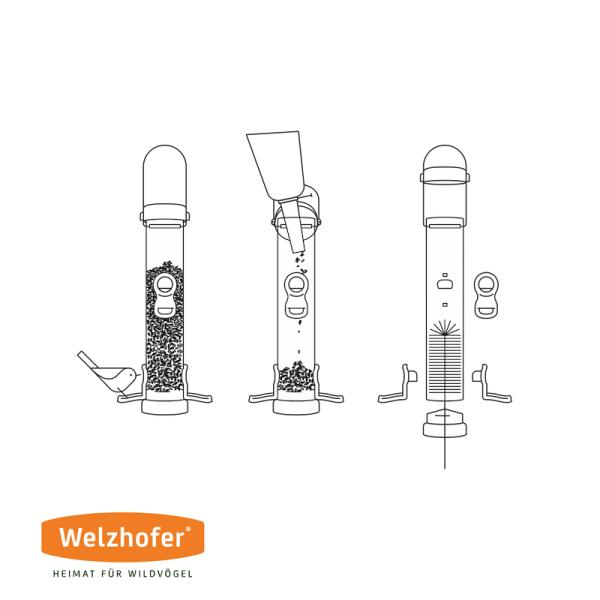 Futtersäule "Michi" - Black Line - 2 Sitzringe, 1 Liter