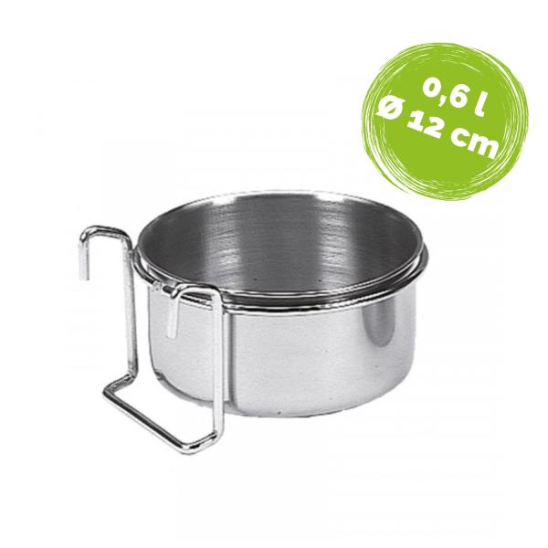 Edelstahlnapf 0,6 Ltr. 12 cm ø zum Einhängen