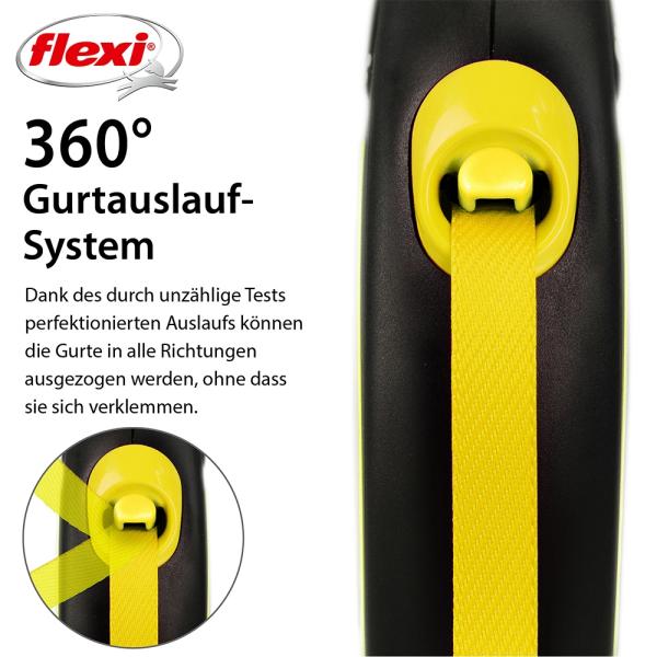 Flexi New Neon, M, neon-gelb mit Gurt 5 m