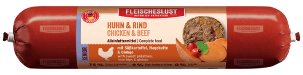 Fleischeslust - Senior Menü - Huhn & Rind mit Süßkartoffel (800 g)