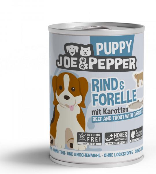 Joe & Pepper Hund - Puppy Rind und Forelle mit Karotten (400 g)