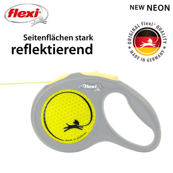 Flexi New Neon, M, neon-gelb mit Gurt 5 m