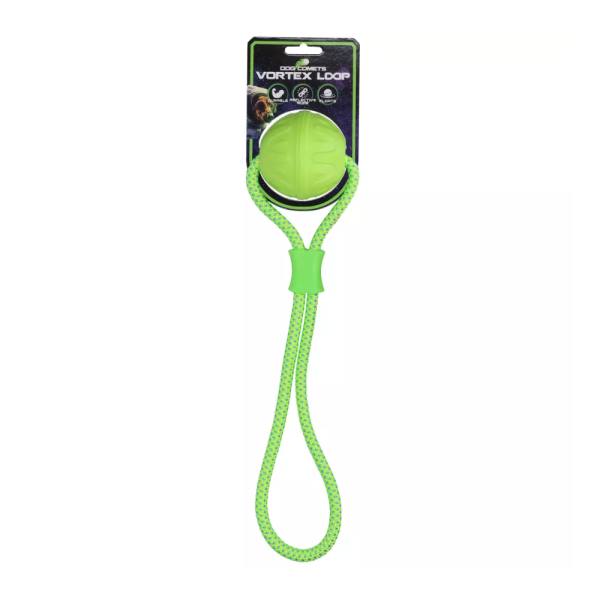 Dog Comets Vortex Loop green, ball with rope