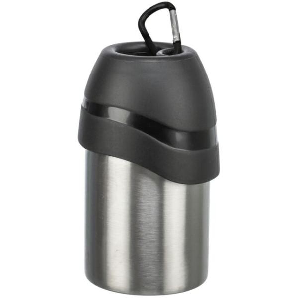 Flasche mit Trinknapf, Edelstahl/Kunststoff 0,3 l, schwarz