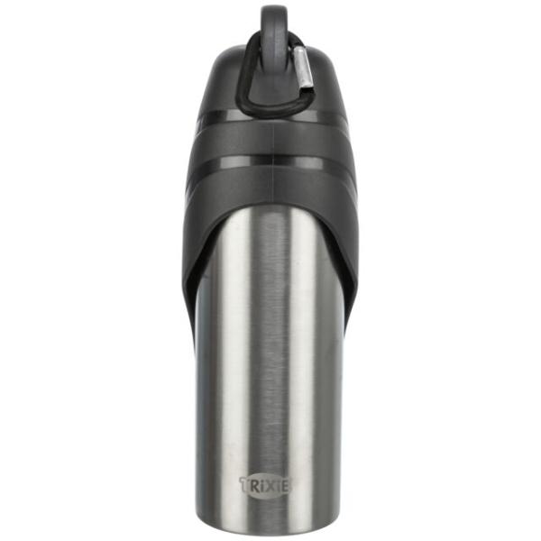 Flasche mit Trinknapf, Edelstahl/Kunststoff 0,75 l, schwarz