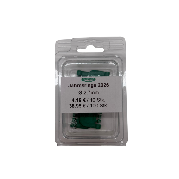 Jahresringe Kunststoff 2026 Ø 2,7 mm Farbe: grün (100 Stück)