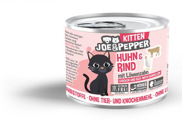 Joe & Pepper Katze Kitten Huhn & Rind mit Löwenzahn (200 g)