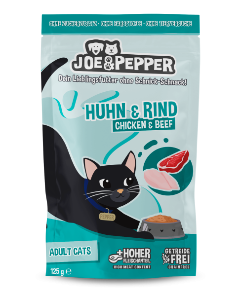Joe & Pepper Katze Pouch Adult Huhn+ Rind (125 g)