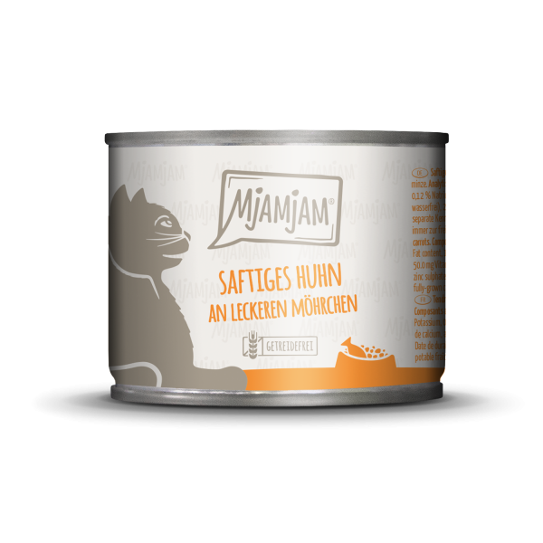 MjaMjam Katze Dose - saftiges Huhn mit Möhrchen (200 g)