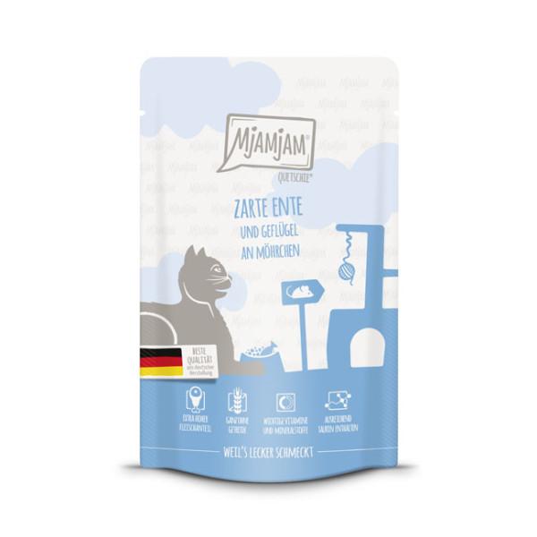 MjaMjam Katze Pouch - zarte Ente & Geflügel mit Möhrchen (125 g)