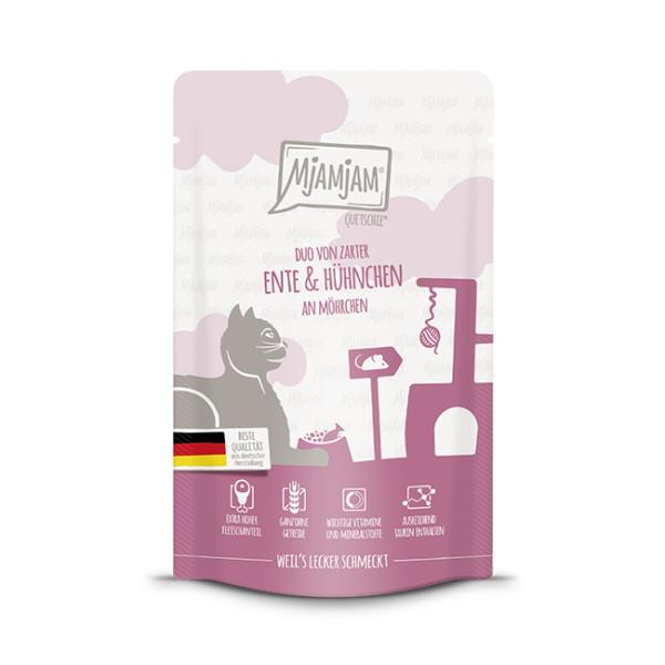 MjaMjam Katze Pouch - Duo von Ente + Hühnchen an Möhrchen (125 g)