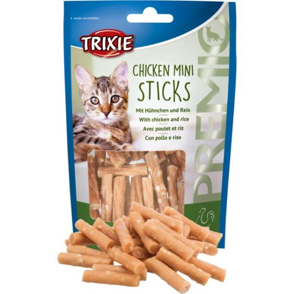 Premio Chicken Reis Mini Sticks Katzenleckerli (50 g)