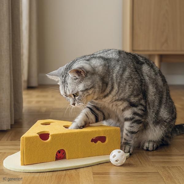 Filzspielzeug "Cheese" mit Spielbällen, 36 x 34 x 8 cm