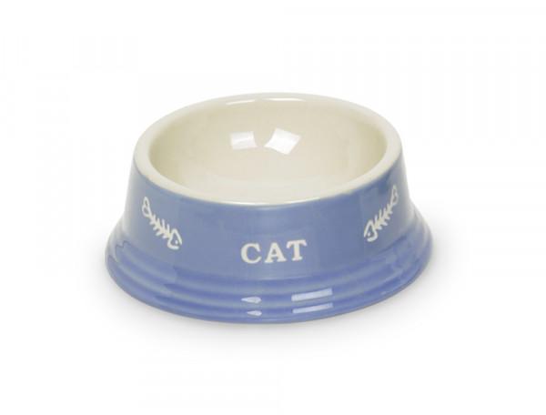 Keramik Napf "Cat" blau/beige Ø 14 x 4,8 cm 140 ml
