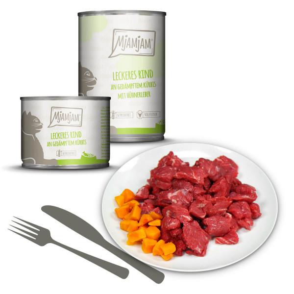 MjaMjam Katze Dose - leckeres Rind mit Kürbis (400 g)