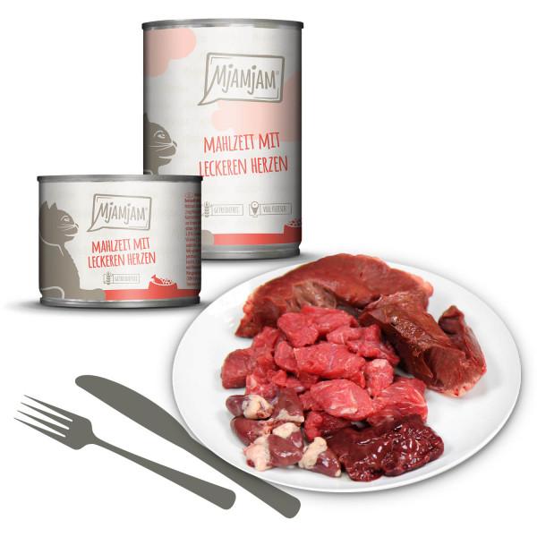 MjaMjam Katze Dose - Mahlzeit mit leckeren Herzen (400 g)