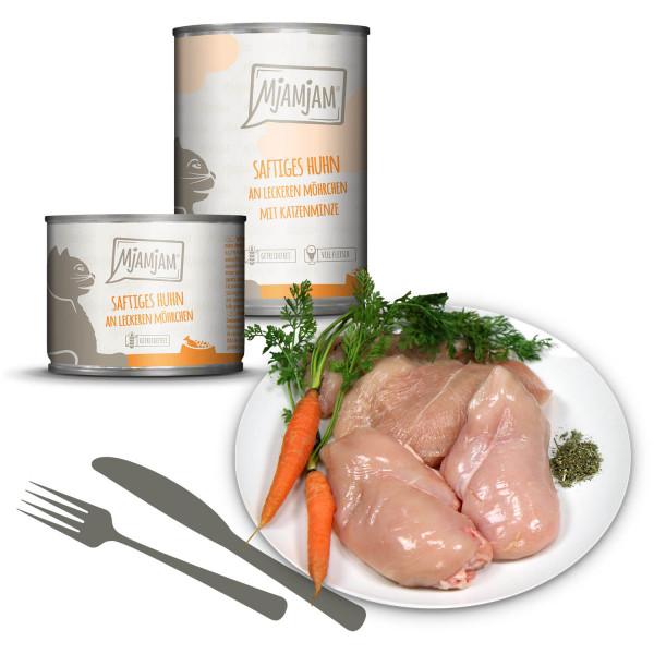 MjaMjam Katze Dose - saftiges Huhn mit Möhrchen (200 g)