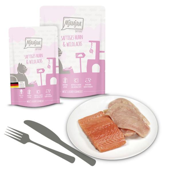 MjaMjam Katze Pouch - saftiges Huhn und Wildlachs (125 g)