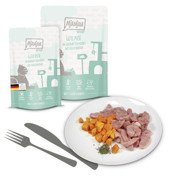 MjaMjam Katze Pouch - gute Pute an gedämpftem Kürbis (125 g)