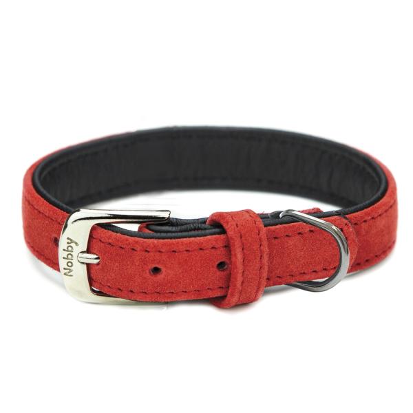 Halsband Velours rot, 52 cm (41-49 cm), 25-28 mm