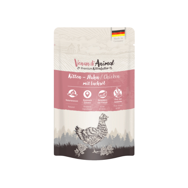 Venandi Animal- Katze - Pouch - KITTEN Huhn mit Lachsöl (125 g)