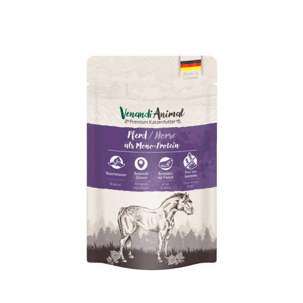 Venandi Animal- Katze - Pouch - Pferd als Monoprotein (125 g)