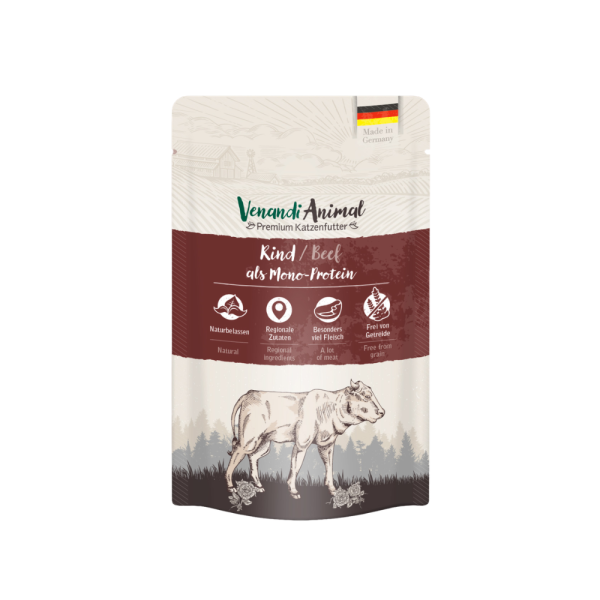 Venandi Animal- Katze - Pouch - Rind als Monoprotein (125 g)